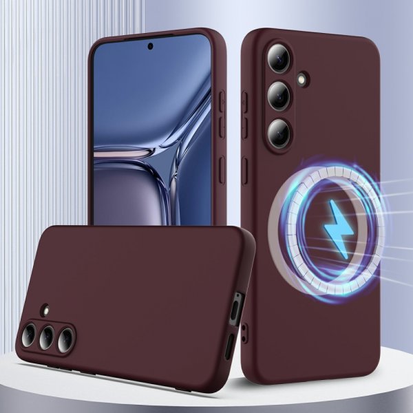 Samsung Galaxy S25 Plus Cover med Rem Silikone MagSafe Vinrød
