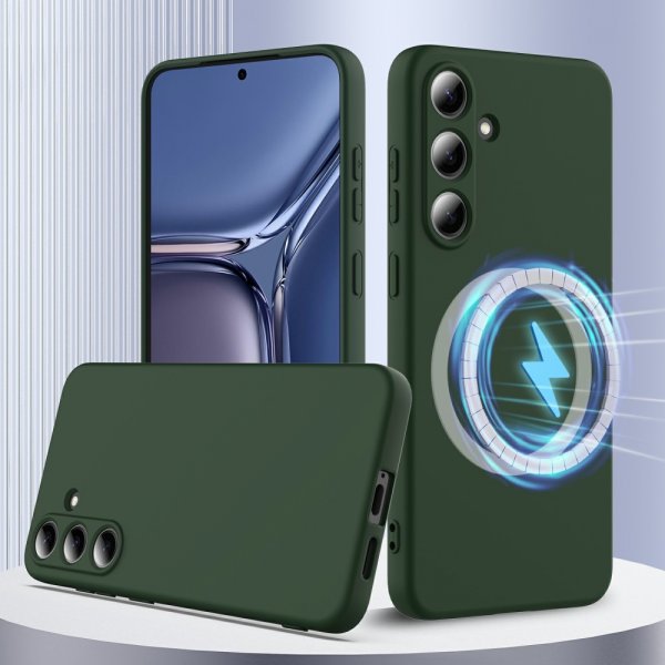 Samsung Galaxy S25 Plus Cover med Strop Silikone MagSafe Mørkegrøn