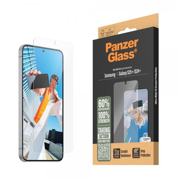 PanzerGlass Samsung Galaxy S24 Plus/Galaxy S25 Plus Skærmbeskyttelse Ultra-Wide Fit EasyAligner