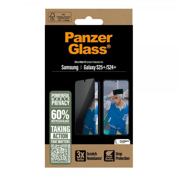 PanzerGlass Samsung Galaxy S24 Plus/Galaxy S25 Plus Skærmbeskyttelse Ultra-Wide Fit Privacy EasyAligner