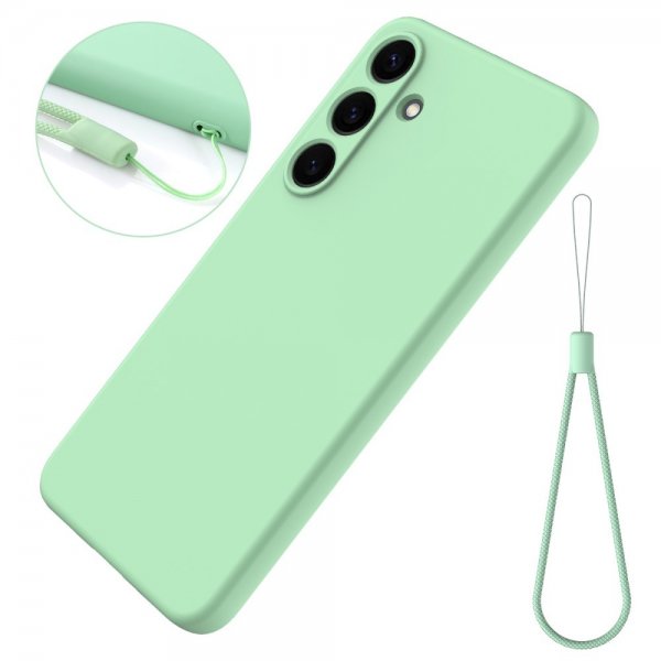 Samsung Galaxy S25 Cover med strop, silikone, grøn