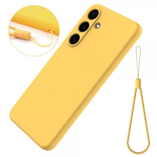Samsung Galaxy S25 Cover med strop, silikone, gul