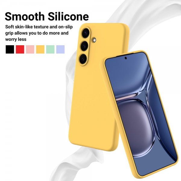 Samsung Galaxy S25 Cover med strop, silikone, gul