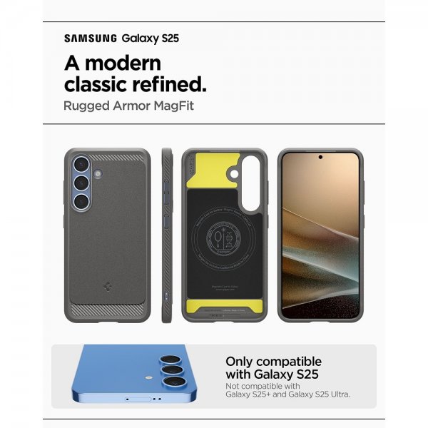 Spigen Samsung Galaxy S25 Cover Rugged Armor MagFit Marble Gray