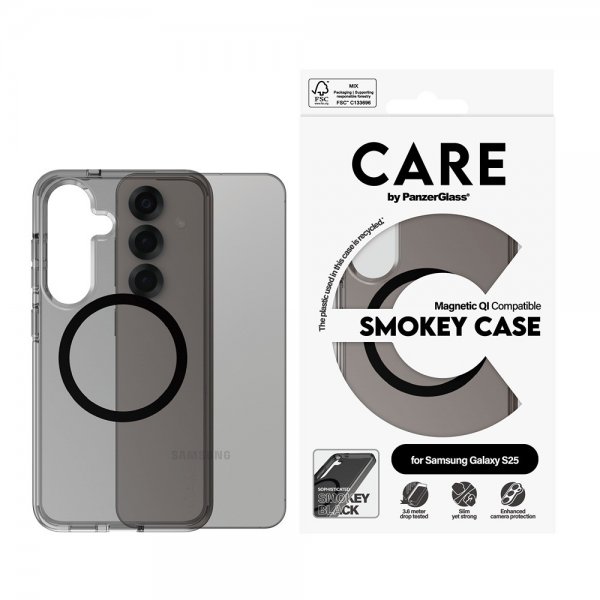 CARE by PanzerGlass Samsung Galaxy S25 Cover Smokey MagSafe Sort