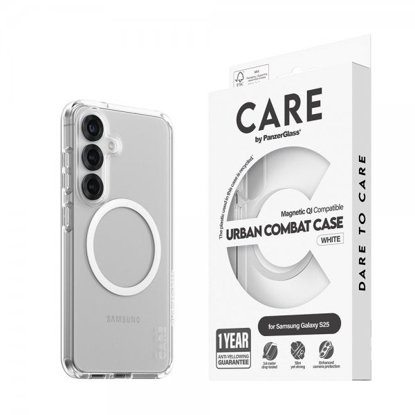 CARE by PanzerGlass Samsung Galaxy S25 Cover Urban Combat MagSafe Hvid