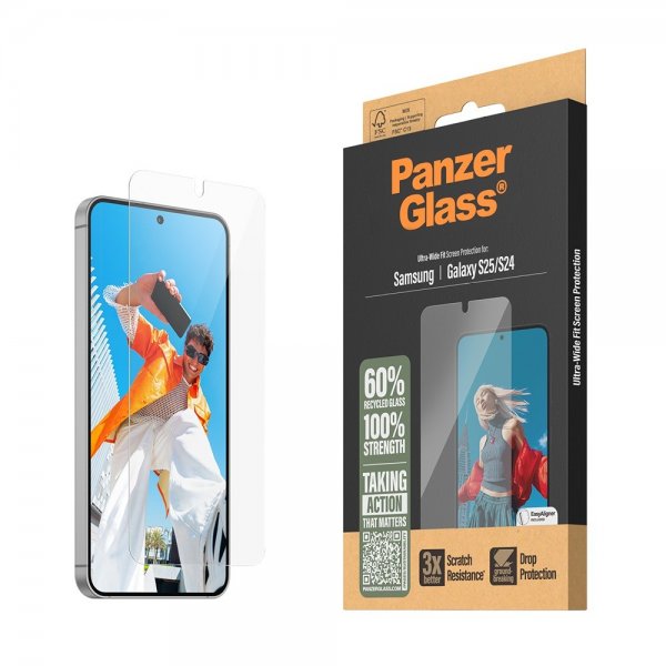 PanzerGlass Samsung Galaxy S24/Galaxy S25 Skærmbeskyttelse Ultra-Wide Fit EasyAligner