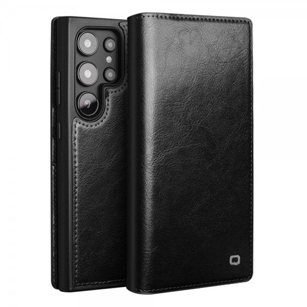 Qialino Samsung Galaxy S25 Ultra Cover Ægte Læder Sort