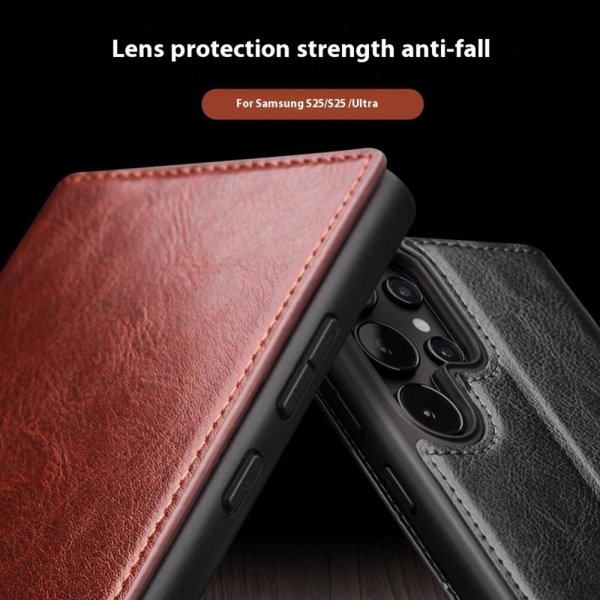 Qialino Samsung Galaxy S25 Ultra Cover Ægte Læder Sort