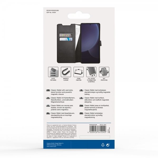 Vivanco Samsung Galaxy S25 Ultra Cover Classic Wallet Sort