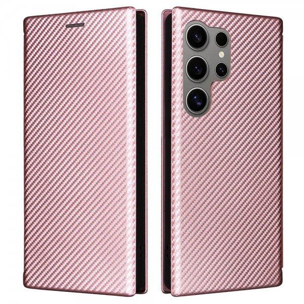 Samsung Galaxy S25 Ultra Cover Kulfibertekstur Rosaguld