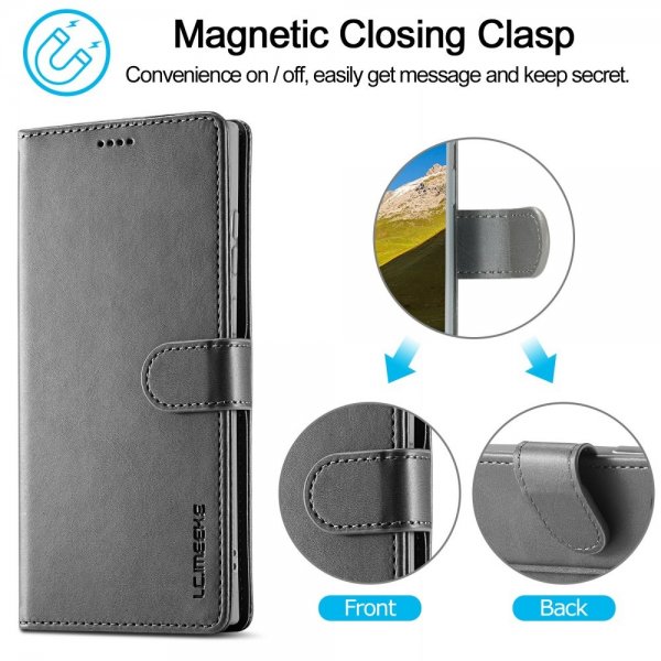 Lc.Imeeke Samsung Galaxy S25 Ultra Cover med Kortlomme Standerfunktion Grå
