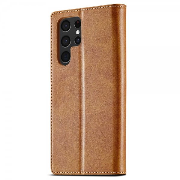 Lc.Imeeke Samsung Galaxy S25 Ultra Cover med Kortlomme Standerfunktion Lysebrun