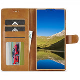 Lc.Imeeke Samsung Galaxy S25 Ultra Cover med Kortlomme Standerfunktion Lysebrun