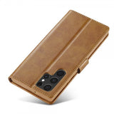 Lc.Imeeke Samsung Galaxy S25 Ultra Cover med Kortlomme Standerfunktion Lysebrun