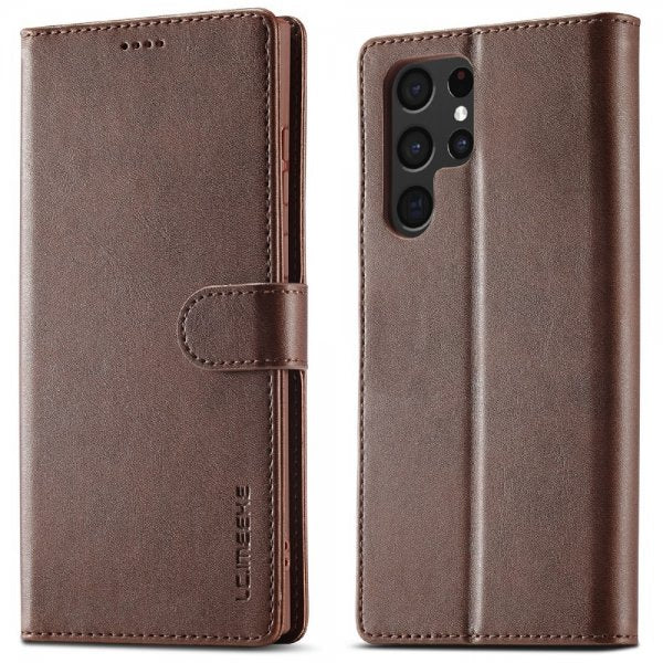 Lc.Imeeke Samsung Galaxy S25 Ultra Cover med Kortlomme Standerfunktion Mørkebrun