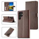 Lc.Imeeke Samsung Galaxy S25 Ultra Cover med Kortlomme Standerfunktion Mørkebrun