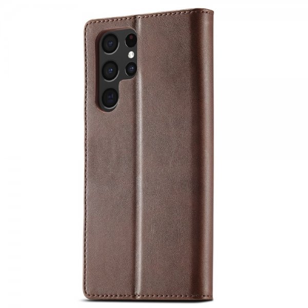 Lc.Imeeke Samsung Galaxy S25 Ultra Cover med Kortlomme Standerfunktion Mørkebrun