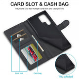Lc.Imeeke Samsung Galaxy S25 Ultra Cover med Kortlomme Standerfunktion Sort