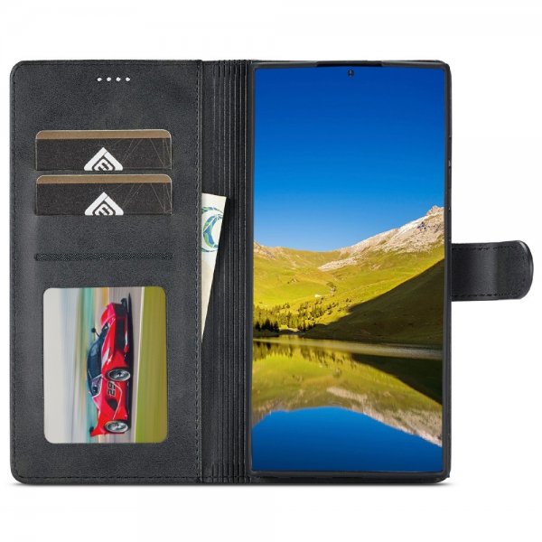 Lc.Imeeke Samsung Galaxy S25 Ultra Cover med Kortlomme Standerfunktion Sort