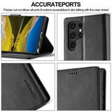 Lc.Imeeke Samsung Galaxy S25 Ultra Cover med Kortlomme Standerfunktion Sort