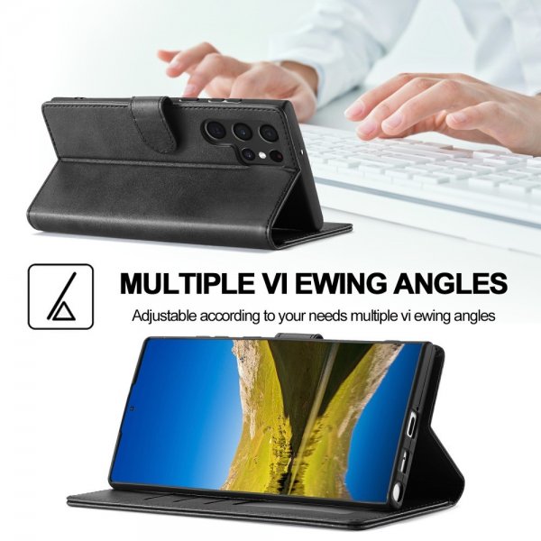Lc.Imeeke Samsung Galaxy S25 Ultra Cover med Kortlomme Standerfunktion Sort