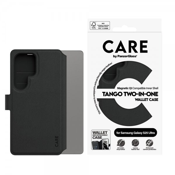 CARE by PanzerGlass Samsung Galaxy S25 Ultra Etui Tango Two-in-One Wallet MagSafe Sort