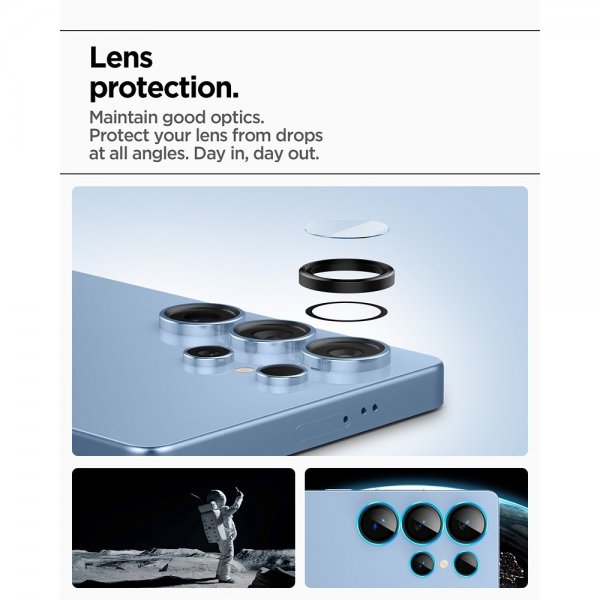 Spigen Samsung Galaxy S25 Ultra Kamerabeskyttelse GLAS.tR EZ Fit Optik Pro 2-pak Sort