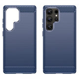 Samsung Galaxy S25 Ultra Cover Børstet Kulfibertekstur Blå