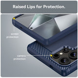 Samsung Galaxy S25 Ultra Cover Børstet Kulfibertekstur Blå