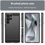 Samsung Galaxy S25 Ultra Cover Børstet Kulfibertekstur Sort
