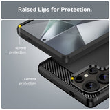 Samsung Galaxy S25 Ultra Cover Børstet Kulfibertekstur Sort