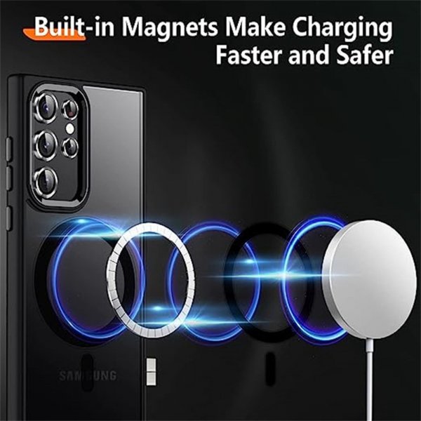 Samsung Galaxy S25 Ultra Cover Farvet Kant MagSafe Sort