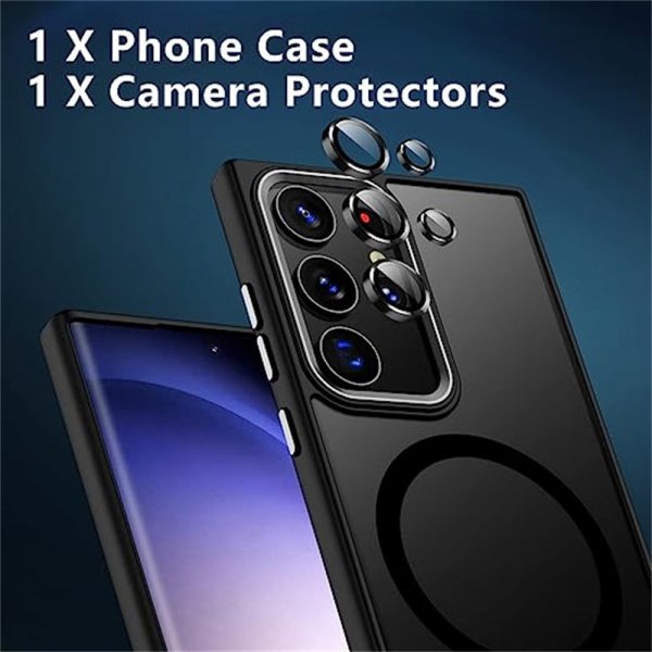 Samsung Galaxy S25 Ultra Cover Farvet Kant MagSafe Sort