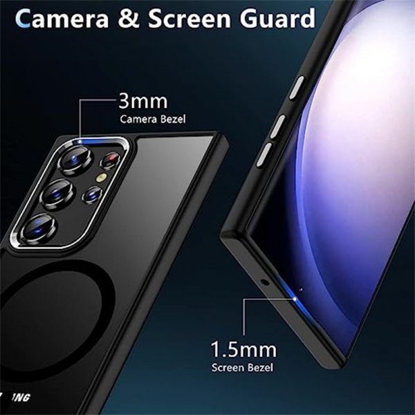 Samsung Galaxy S25 Ultra Cover Farvet Kant MagSafe Sort