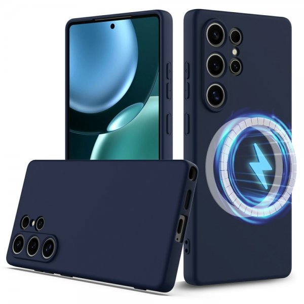 Samsung Galaxy S25 Ultra Cover med Strap Silikone MagSafe Mørkeblå