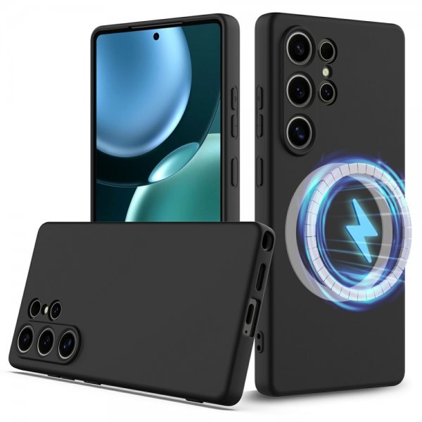 Samsung Galaxy S25 Ultra Cover med Rem Silikone MagSafe Sort