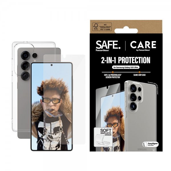 CARE by PanzerGlass Samsung Galaxy S25 Ultra Cover og Skærmbeskyttelse Fashion 2-i-1 Bundle