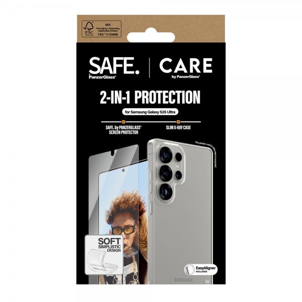 CARE by PanzerGlass Samsung Galaxy S25 Ultra Cover og Skærmbeskyttelse Fashion 2-i-1 Bundle
