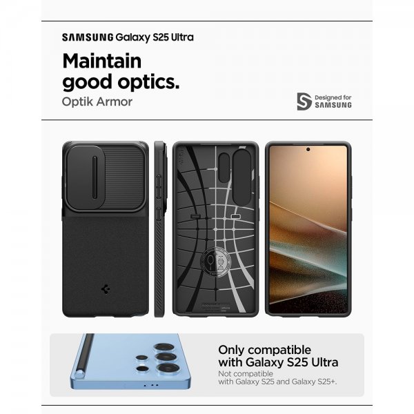 Spigen Samsung Galaxy S25 Ultra Cover Optik Armor Sort