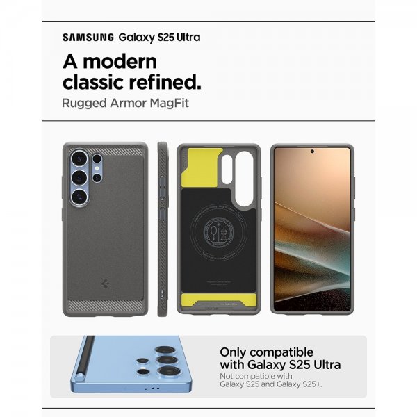 Spigen Samsung Galaxy S25 Ultra Cover Rugged Armor MagFit Marble Gray