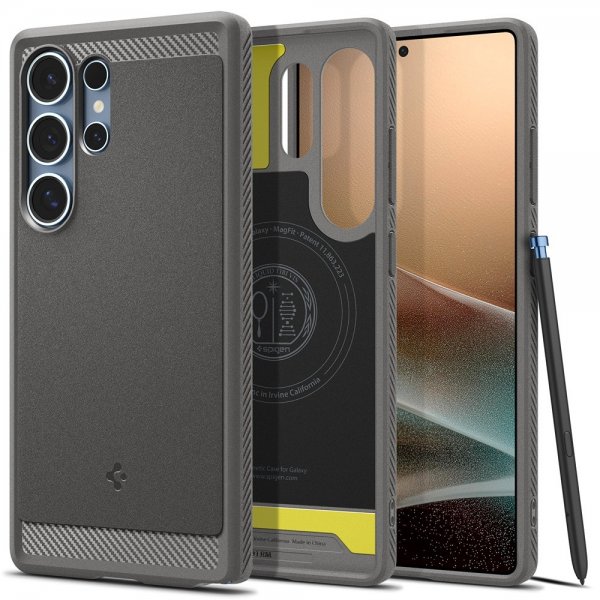 Spigen Samsung Galaxy S25 Ultra Cover Rugged Armor MagFit Marble Gray