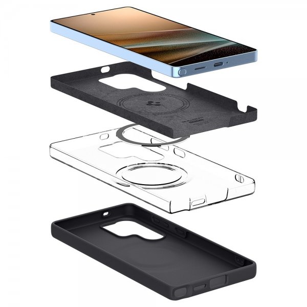 Spigen Samsung Galaxy S25 Ultra Cover Silicone Fit MagFit Sort
