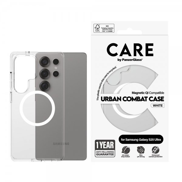 CARE by PanzerGlass Samsung Galaxy S25 Ultra Cover Urban Combat MagSafe Hvid