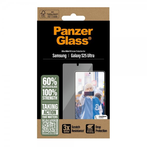 PanzerGlass Samsung Galaxy S25 Ultra Skærmbeskyttelse Ultra-Wide Fit EasyAligner