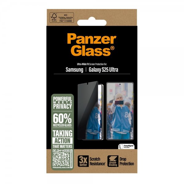 PanzerGlass Samsung Galaxy S25 Ultra Skærmbeskyttelse Ultra-Wide Fit Privacy EasyAligner