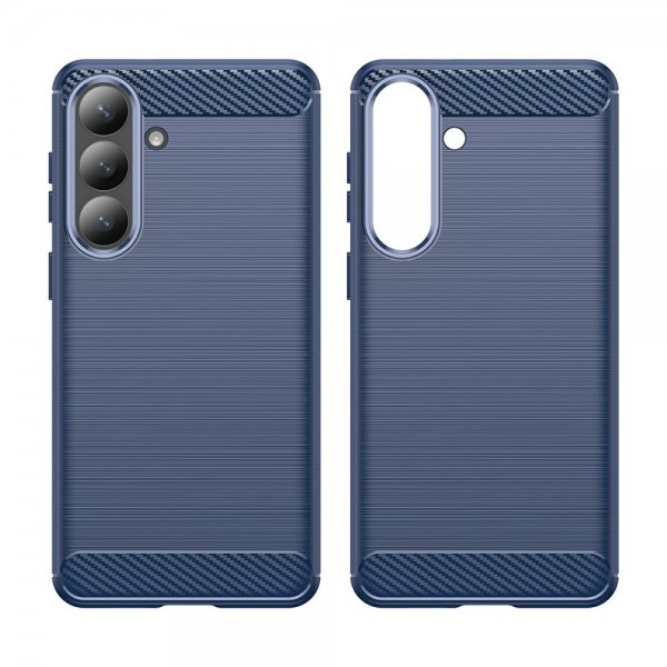 Samsung Galaxy S26 Plus Cover Børstet Kulfibertekstur Blå