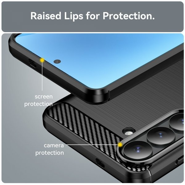 Samsung Galaxy S26 Plus Cover Børstet Kulfibertekstur Sort