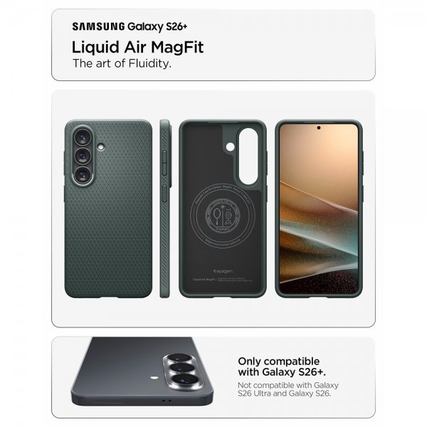 Spigen Samsung Galaxy S26 Plus Cover Liquid Air MagFit Abyss Green