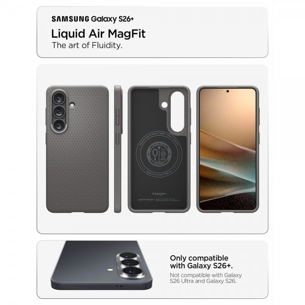 Spigen Samsung Galaxy S26 Plus Cover Liquid Air MagFit Marble Gray